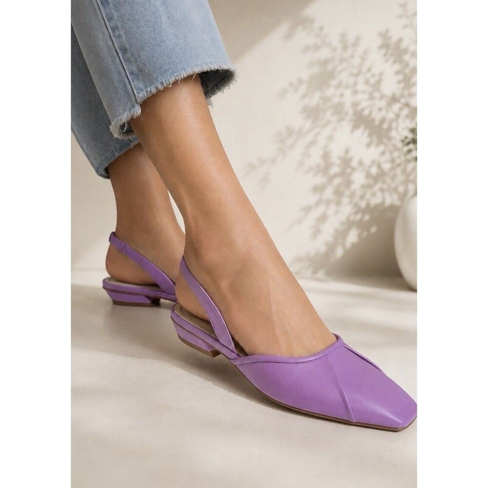 Sarto by Franco Sarto Debbie Leather Slingback Square Toe  Flats SZ 8.5 NWOB